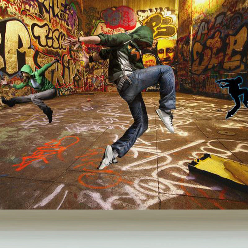 Funky Graffiti Muster Wandtapete Zeitgenössisches Vliesmaterial Wandverkleidung