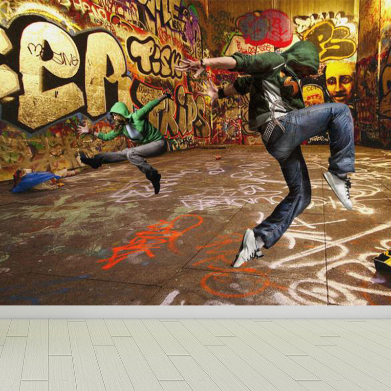 Funky Graffiti Muster Wandtapete Zeitgenössisches Vliesmaterial Wandverkleidung