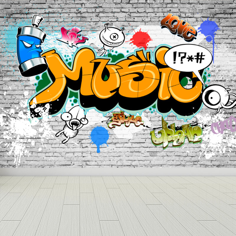 Funky Graffiti Muster Wandtapete Zeitgenössisches Vliesmaterial Wandverkleidung