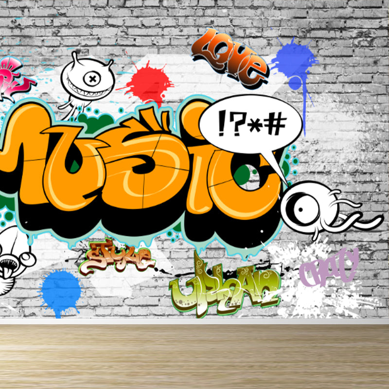 Funky Graffiti Muster Wandtapete Zeitgenössisches Vliesmaterial Wandverkleidung
