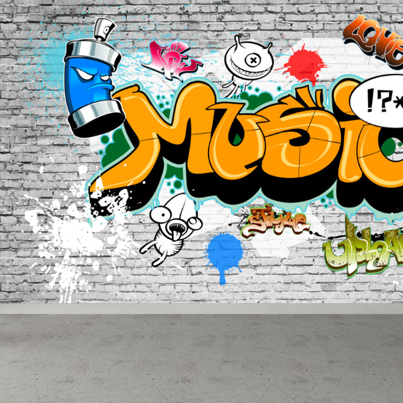 Funky Graffiti Muster Wandtapete Zeitgenössisches Vliesmaterial Wandverkleidung