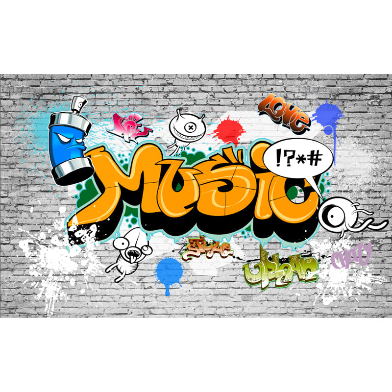Funky Graffiti Muster Wandtapete Zeitgenössisches Vliesmaterial Wandverkleidung