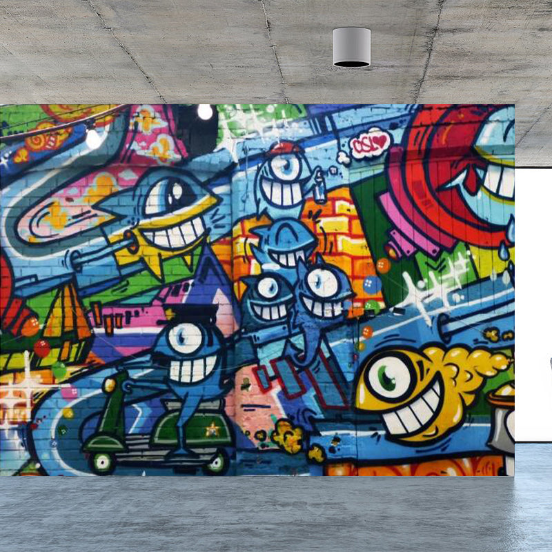 Graffiti Grafik Wandbild Tapete Pastellfarbe Modernes Wanddekor für Wohnzimmer