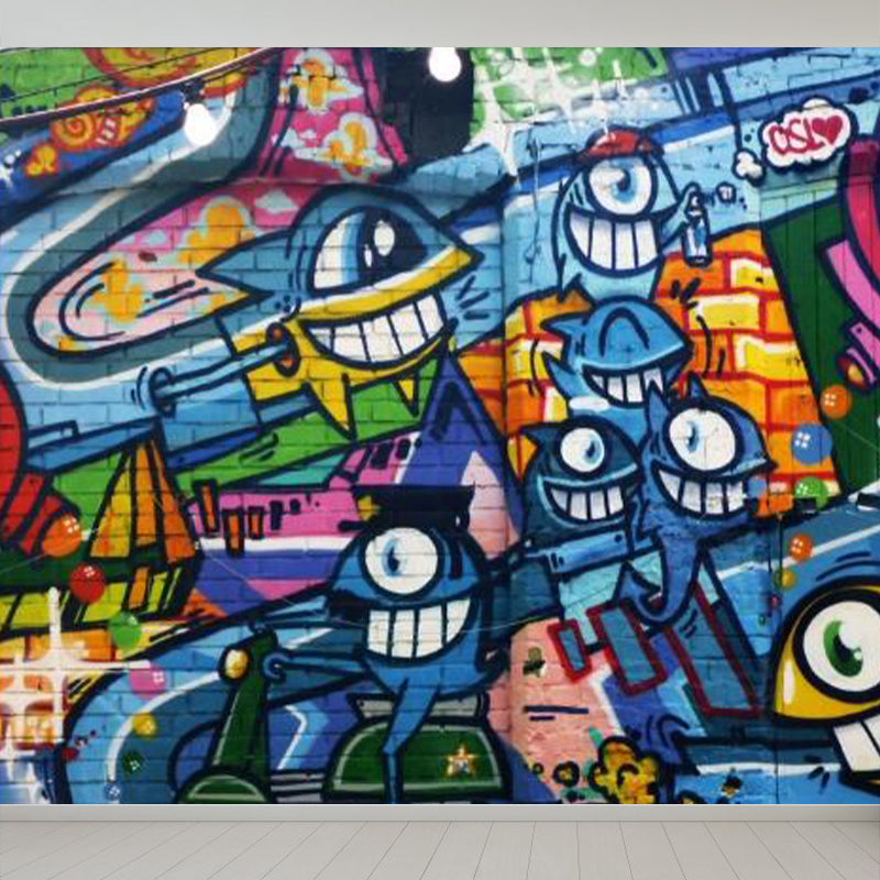 Graffiti Grafik Wandbild Tapete Pastellfarbe Modernes Wanddekor für Wohnzimmer