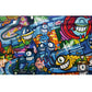 Graffiti Grafik Wandbild Tapete Pastellfarbe Modernes Wanddekor für Wohnzimmer