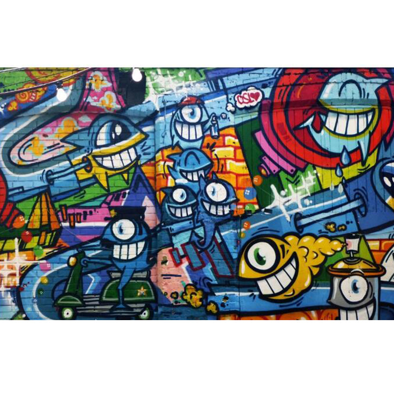 Graffiti Grafik Wandbild Tapete Pastellfarbe Modernes Wanddekor für Wohnzimmer