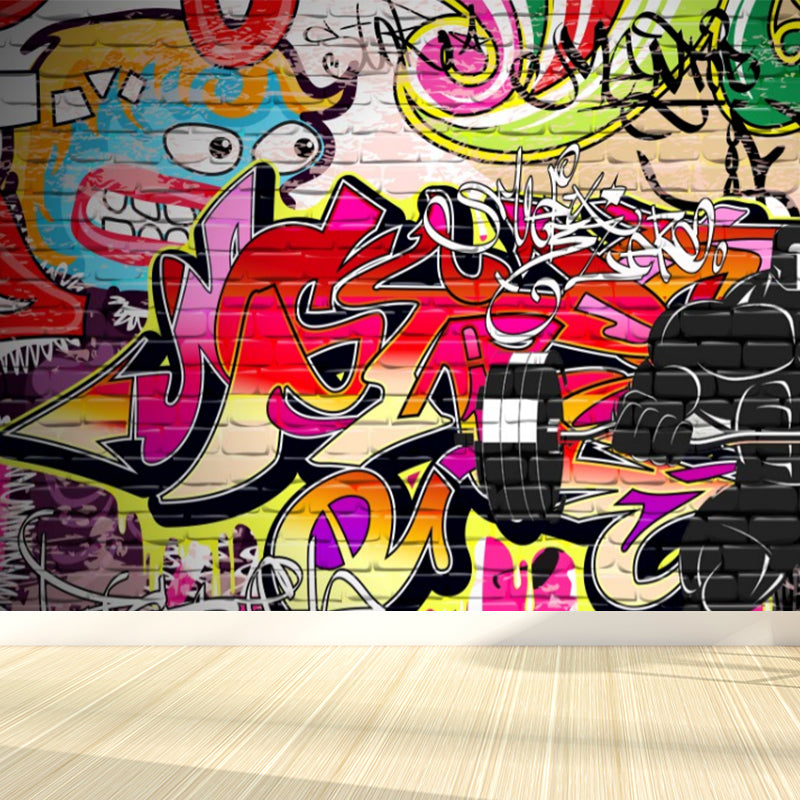 Graffiti Grafik Wandbild Tapete Pastellfarbe Modernes Wanddekor für Wohnzimmer