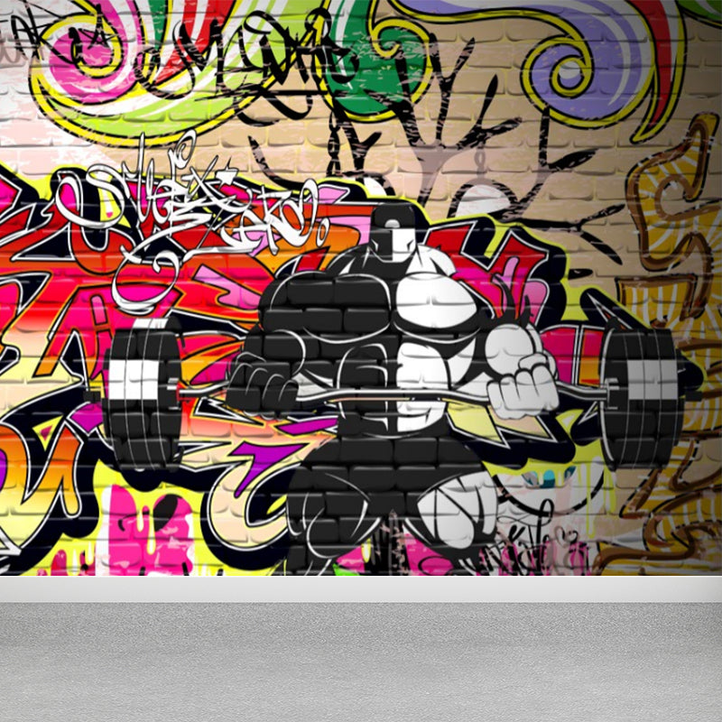 Graffiti Grafik Wandbild Tapete Pastellfarbe Modernes Wanddekor für Wohnzimmer