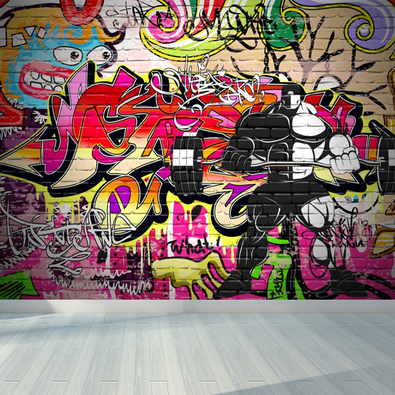 Graffiti Grafik Wandbild Tapete Pastellfarbe Modernes Wanddekor für Wohnzimmer