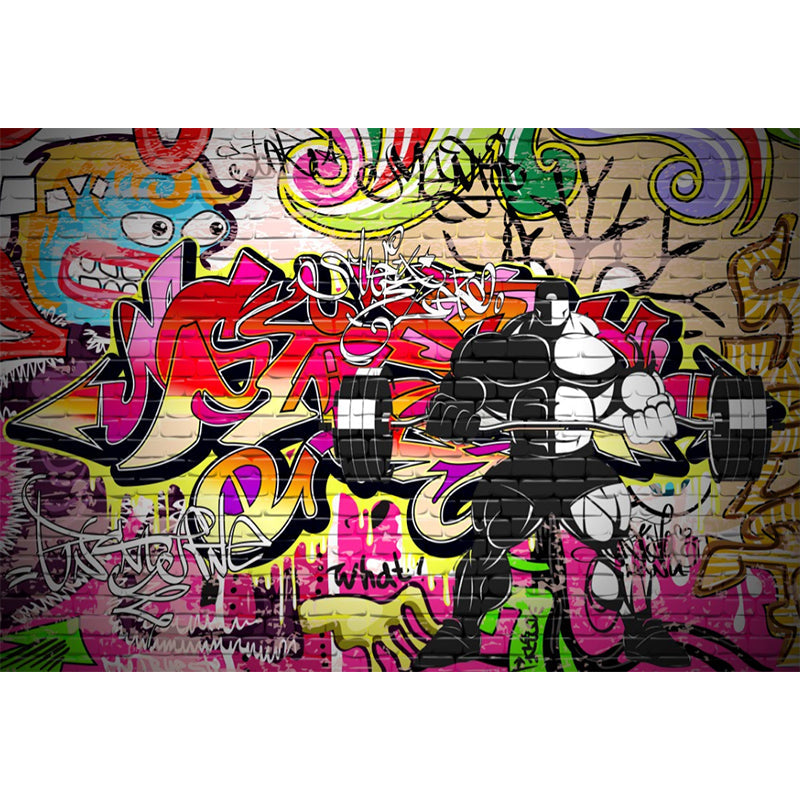 Graffiti Grafik Wandbild Tapete Pastellfarbe Modernes Wanddekor für Wohnzimmer