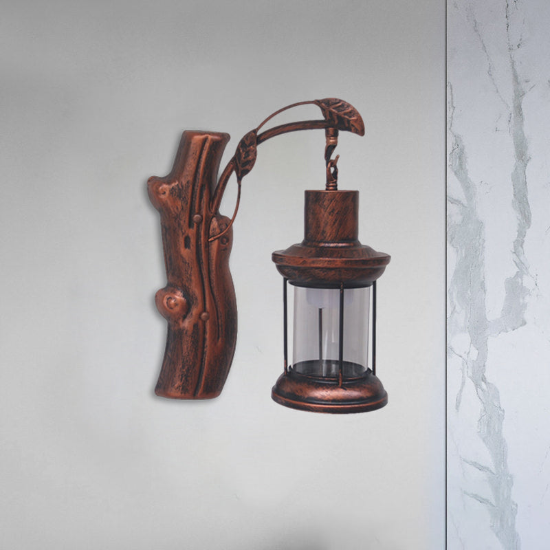 Frendorf | Kerosene Gang Wall Light Fixture Coastal Clear Glass 1 Light Black/Koper Sconce Lamp