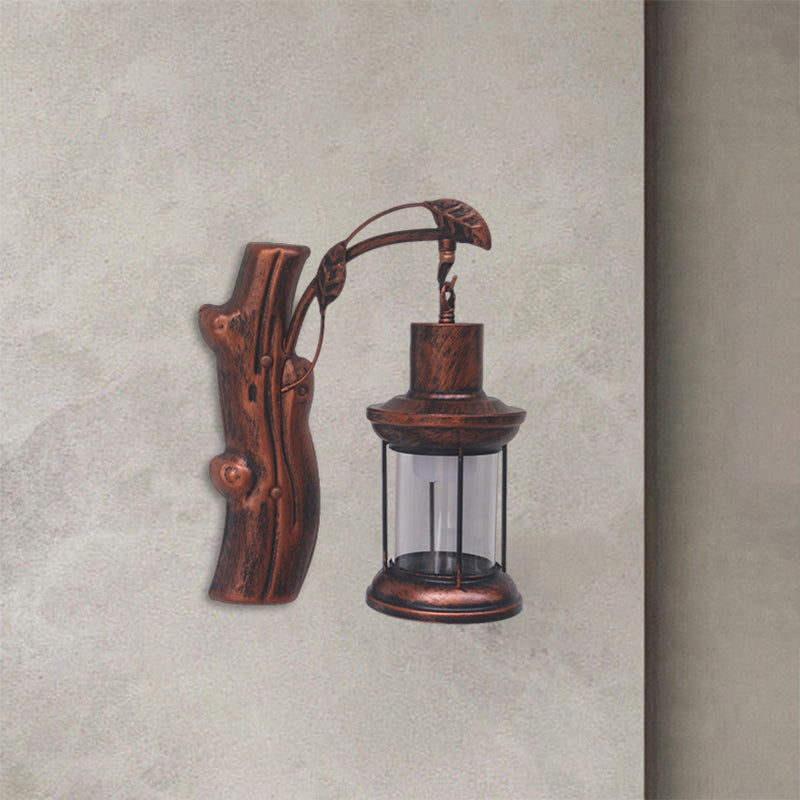 Frendorf | Kerosene Gang Wall Light Fixture Coastal Clear Glass 1 Light Black/Koper Sconce Lamp