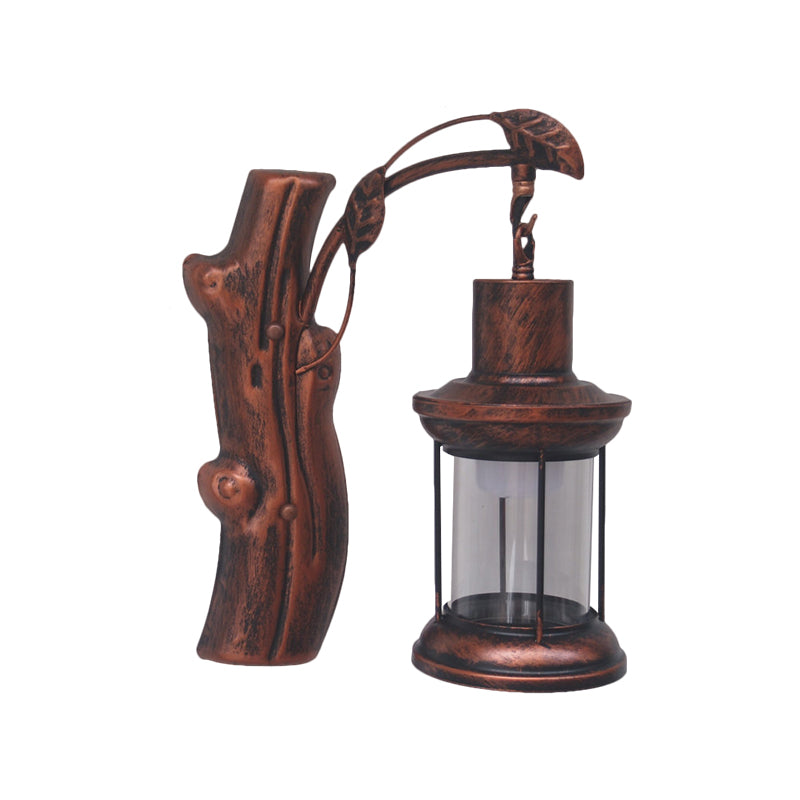 Frendorf | Kerosene Gang Wall Light Fixture Coastal Clear Glass 1 Light Black/Koper Sconce Lamp