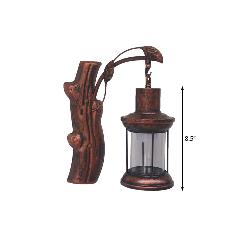 Frendorf | Kerosene Gang Wall Light Fixture Coastal Clear Glass 1 Light Black/Koper Sconce Lamp
