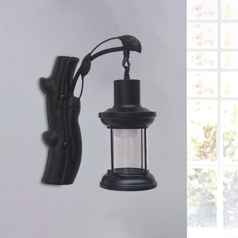 Frendorf | Kerosene Gang Wall Light Fixture Coastal Clear Glass 1 Light Black/Koper Sconce Lamp