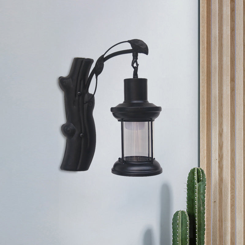 Frendorf | Kerosene Gang Wall Light Fixture Coastal Clear Glass 1 Light Black/Koper Sconce Lamp