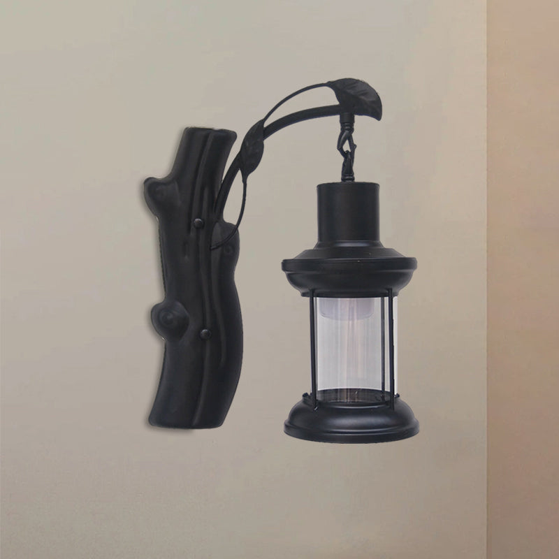 Frendorf | Kerosene Gang Wall Light Fixture Coastal Clear Glass 1 Light Black/Koper Sconce Lamp