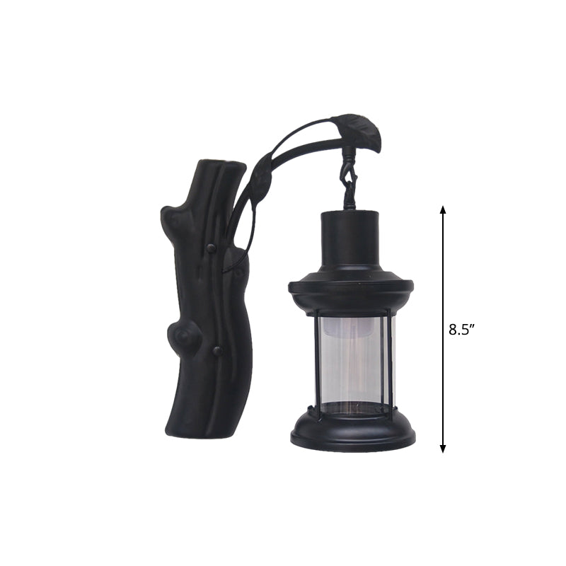 Frendorf | Kerosene Gang Wall Light Fixture Coastal Clear Glass 1 Light Black/Koper Sconce Lamp