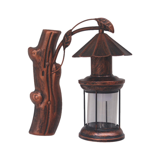 Frendorf | 1 Lichtklar Glas Wand Sconces Licht Retro Küsten Schwarz/Kupfer Petroleum Flur Beleuchtung Fixture