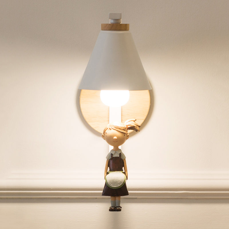 Frendorf | 1 Licht Trichter Schirm Wandleuchte Nordic Stil Metall Wandlampe für Kinder Schlafzimmer Küche