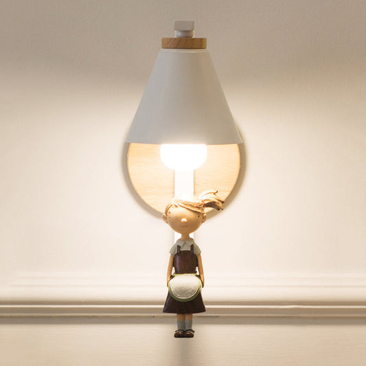 Frendorf | 1 Licht Trichter Schirm Wandleuchte Nordic Stil Metall Wandlampe für Kinder Schlafzimmer Küche