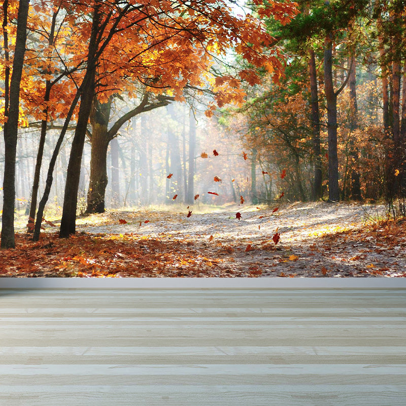 Ganzherbstwald-Mural Moderne geheimnisvolle Landschaft Wandkunst in dunkler Farbe für Zuhause