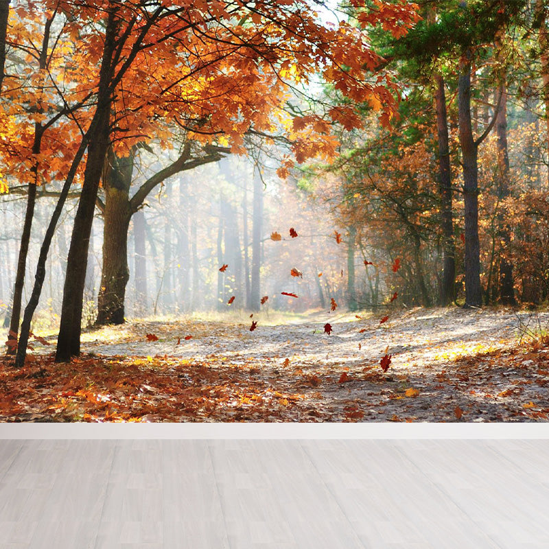Ganzherbstwald-Mural Moderne geheimnisvolle Landschaft Wandkunst in dunkler Farbe für Zuhause