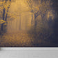 Ganzherbstwald-Mural Moderne geheimnisvolle Landschaft Wandkunst in dunkler Farbe für Zuhause