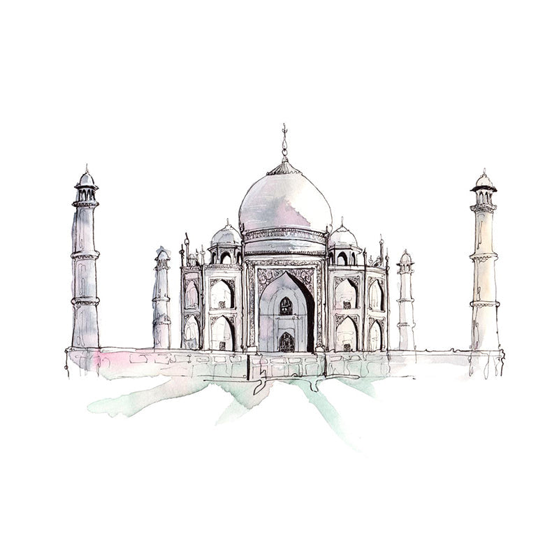 Global inspirierte historische Relikte Wandmalerei Pastellfarbene Architektur Wandverkleidung für Zuhause