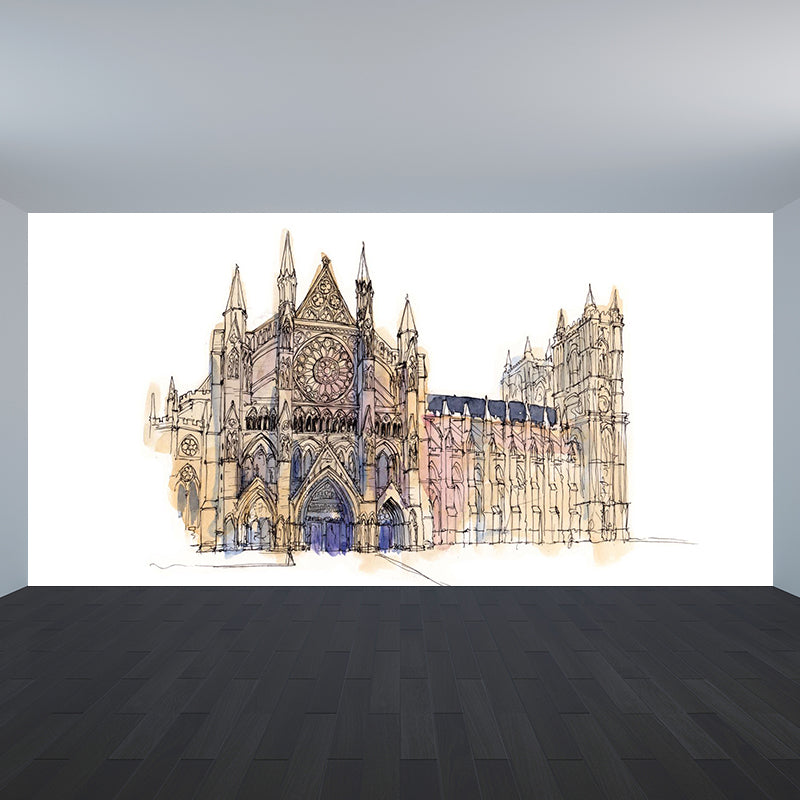 Global inspirierte historische Relikte Wandmalerei Pastellfarbene Architektur Wandverkleidung für Zuhause