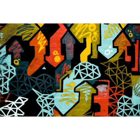 Große Illustration Abstrakte Wandtattoo Moderne Kreative Graffiti Wandkunst in Mehrfarbig