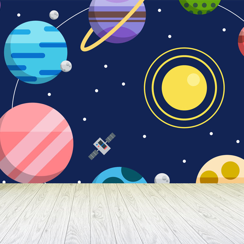Frendorf | Kinder Cosmos Raumschiff Wandmural Sanfte Farbe Wasserabweisende Wandkunst für Jungenzimmer