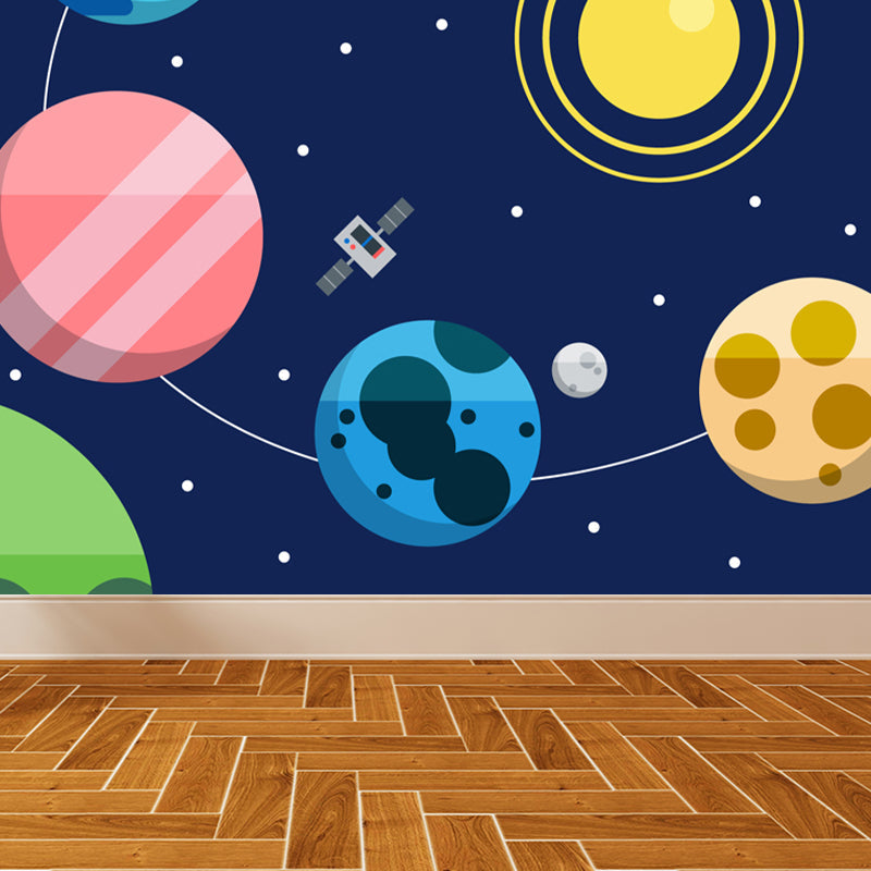Frendorf | Kinder Cosmos Raumschiff Wandmural Sanfte Farbe Wasserabweisende Wandkunst für Jungenzimmer