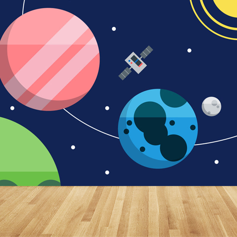 Frendorf | Kinder Cosmos Raumschiff Wandmural Sanfte Farbe Wasserabweisende Wandkunst für Jungenzimmer