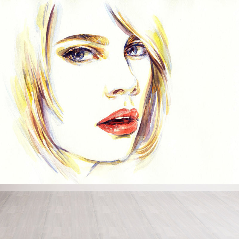 Frendorf | Illustration Frau Modell Wandbild Aufkleber für Mädchen Schlafzimmer, Helle Farbe, Maßgefertigt