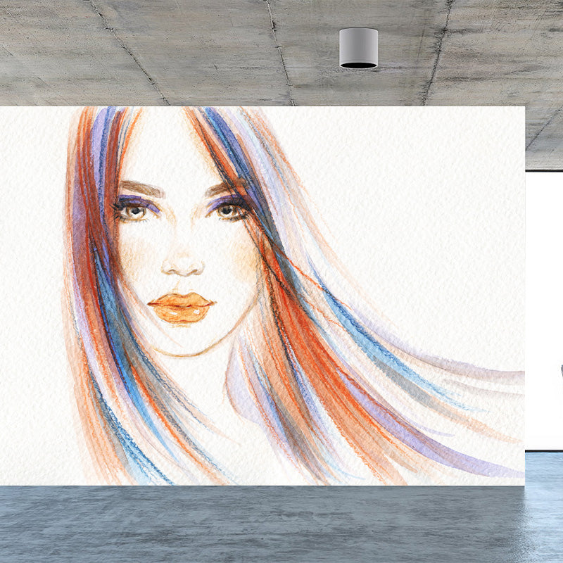 Frendorf | Coole Frau Wandtapete Hausinterieur Figurenzeichnung Wandkunst, Maßanfertigung