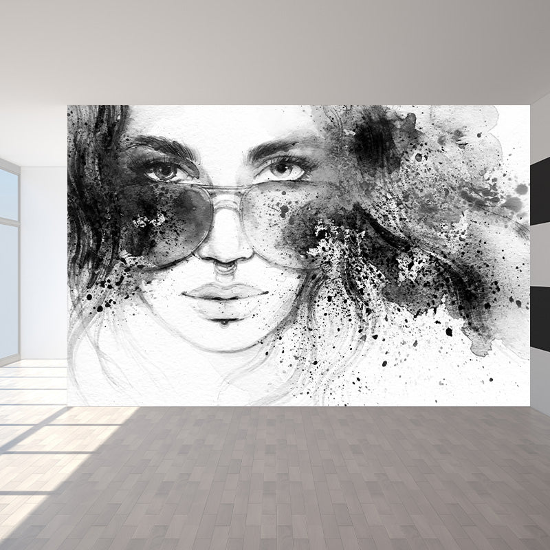 Frendorf | Coole Frau Wandtapete Hausinterieur Figurenzeichnung Wandkunst, Maßanfertigung