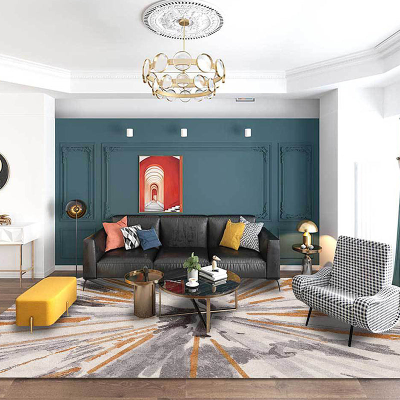 Frendorf | Brauner industrieller Teppich Polyester Radialmuster Teppich haustierfreundlich waschbar rutschfester Teppich für das Schlafzimmer