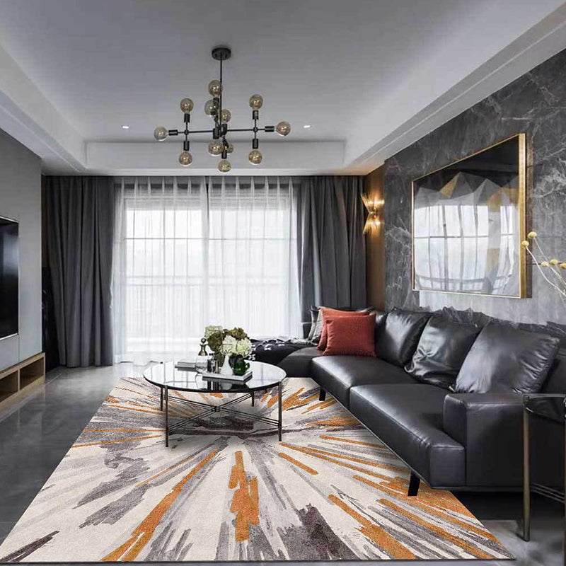 Frendorf | Brauner industrieller Teppich Polyester Radialmuster Teppich haustierfreundlich waschbar rutschfester Teppich für das Schlafzimmer