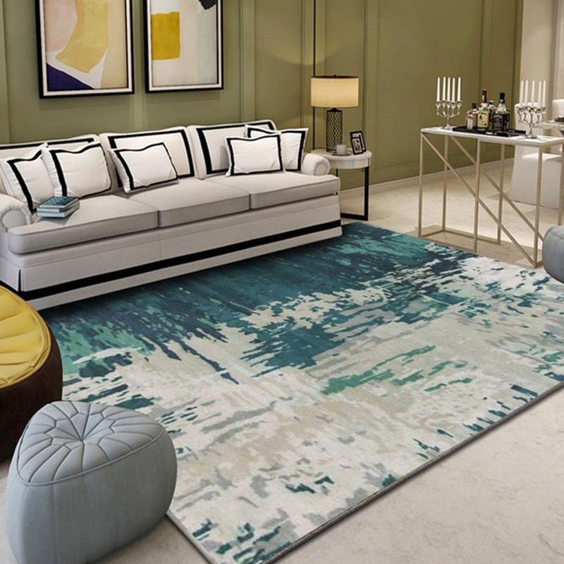Frendorf | Groene en Blauwe Industriële Vloerkleed Polyester Abstract Vloerkleed Huisdiervriendelijk Wasbaar Antislip Tapijt voor Slaapkamer