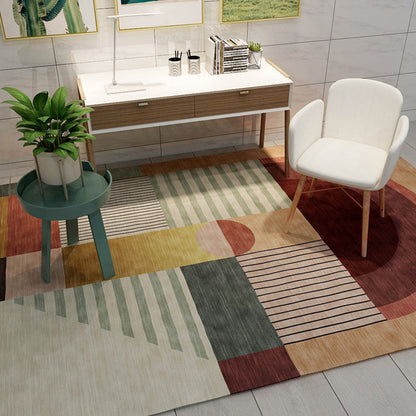 Frendorf | Bold Wohnzimmer Teppich Moderne Farbblockierung Teppich Synthetik Fleckenresistent Rutschfeste Unterlage Teppich