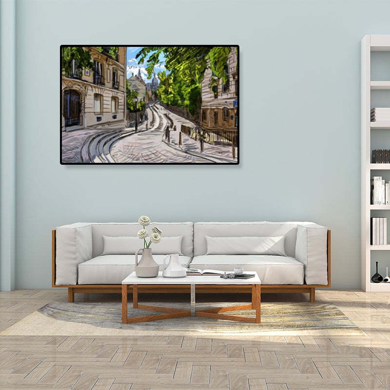 Frendorf | Global Inspirierte Landmarken Malerei Leinwanddruck Texturiertes Pastell Wandkunst für Hotel