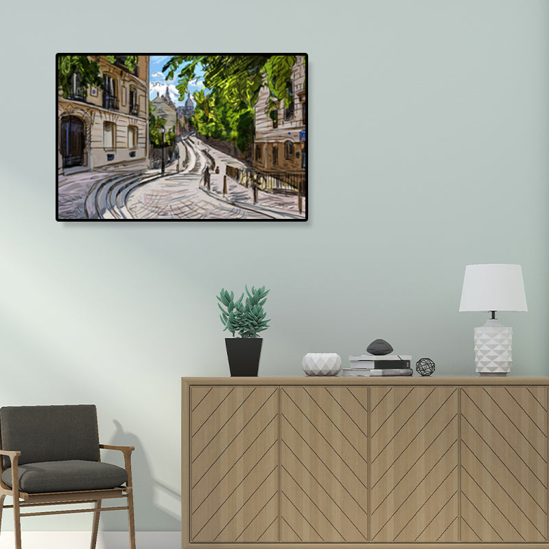 Frendorf | Global Inspirierte Landmarken Malerei Leinwanddruck Texturiertes Pastell Wandkunst für Hotel