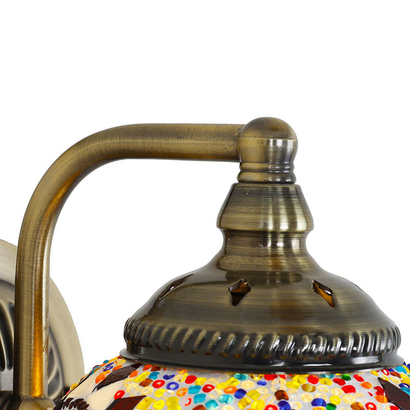 Zeitgenössische Retro Eisen Glas Mosaik Globus 1-Licht Wand Sconces Lampe Für Flur