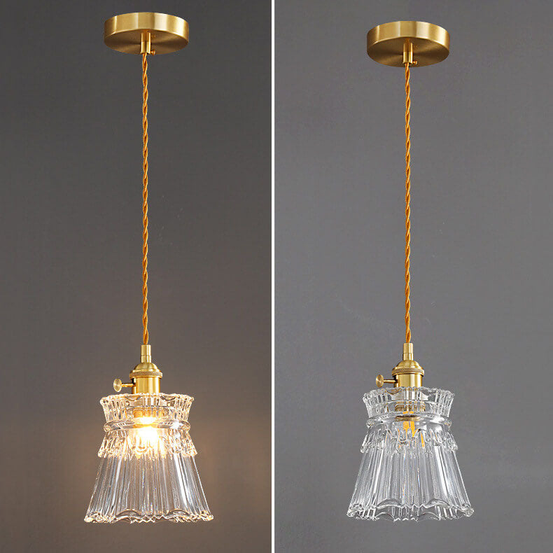 Frendorf | Bellux Glas Pendelleuchte | Modernes Glockenschirmdesign | Messingoptik | 1-flammig | Luxuriöse Beleuchtung