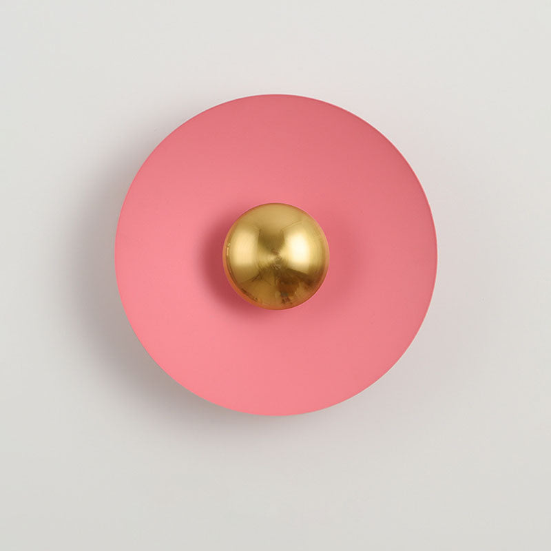 Contemporary Creative Macaron Flying Saucer Hardware LED Wall Sconce Lamp For Bedroom