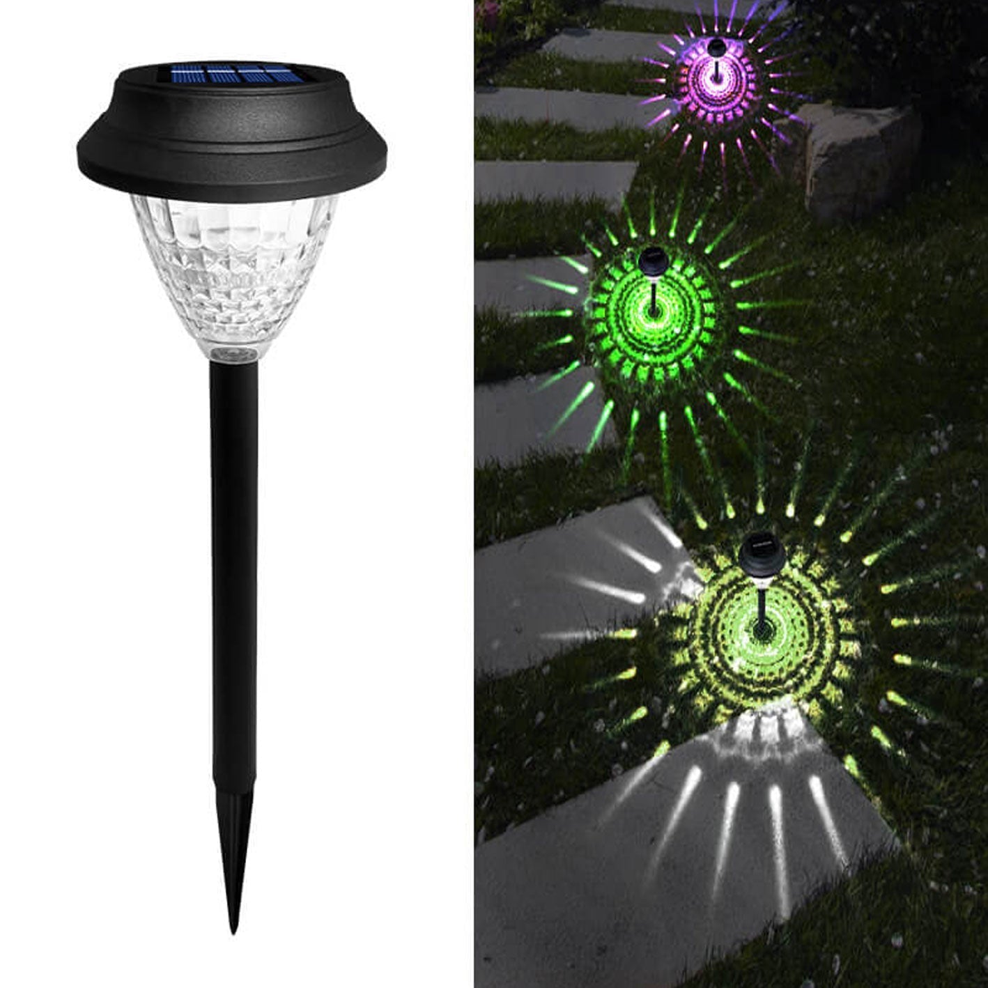 Solar wasserdicht kreisförmig divergente Licht Schatten Design LED Außen Garten Dekorationslicht