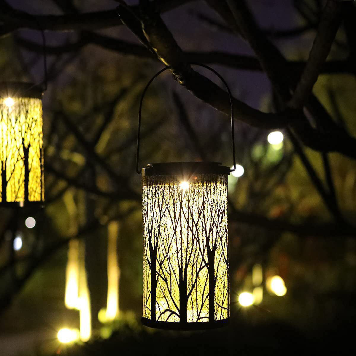 Frendorf | Lantura Art Déco Solar-Laterne | Zylinder-Design | Eisen & LED | Gartenbeleuchtung