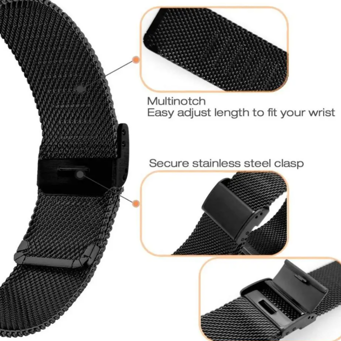 Frendorf | Mailänder Loop Uhrenarmband - Schwarz