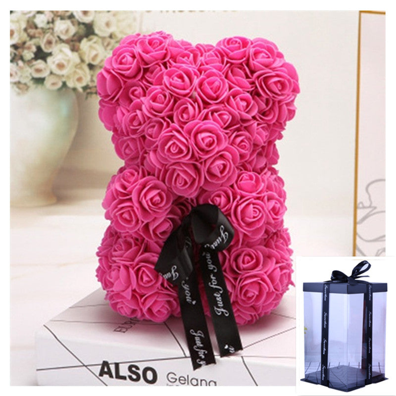 Frendorf | Valentinstag Geschenk Rose Bär Ewige Blume Rose Teddybär PE Schaum Bär 25cm Valentinstag